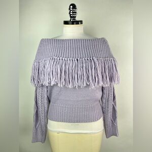 💚 2934. Lavender Fringe Shoulder Sweatshirt